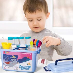 Child playing with Discover Science Costume Kit with Lab Gown science kit